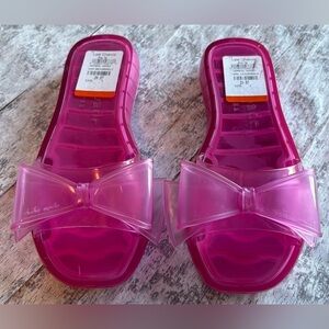 NWT Kate Spade New York Tie The Knot Hot Pink Translucent Slides Women's Size 7